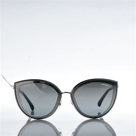 chanel cat eye sunglasses silver.